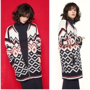 MAJE zip front Mercouer cardigan sweater fair ilse pattern